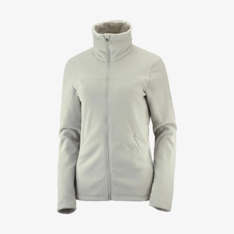 Light Grey Salomon Essential Cosy Fleece Full Zip Women's Jackets | PH 03578F